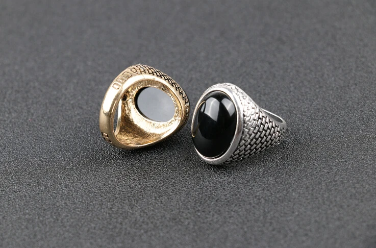 Новое винтажное мужское кольцо в стиле панк кольцо с черным камнем модная овальная форма черный Мужской Перстень для рождественского подарка#1-20037