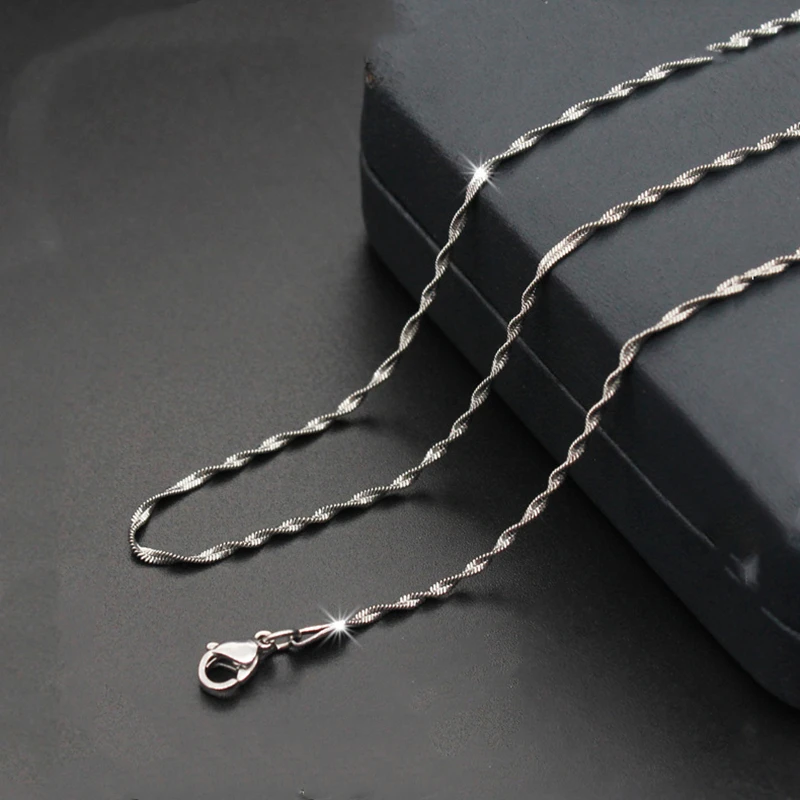 

High Quality 1.6mm Slim Thin Stainless Steel Twisted Snake Link Chain Necklace Lobster Clasp Collares Necklaces for Women Men