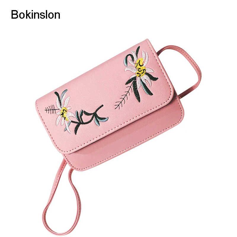

Bokinslon Fashion Small Bags Woman PU Leather Casual Female Handbags Bags Popular Embroidery Girls Crossbody Bag