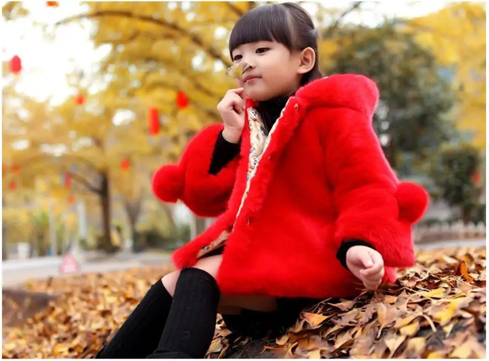 Детская верхняя одежда в Корейском стиле, утепленная хлопковая одежда с искусственным мехом для девочек 4, 5, 6, 7, 8, 9, 10, 11, 12 лет