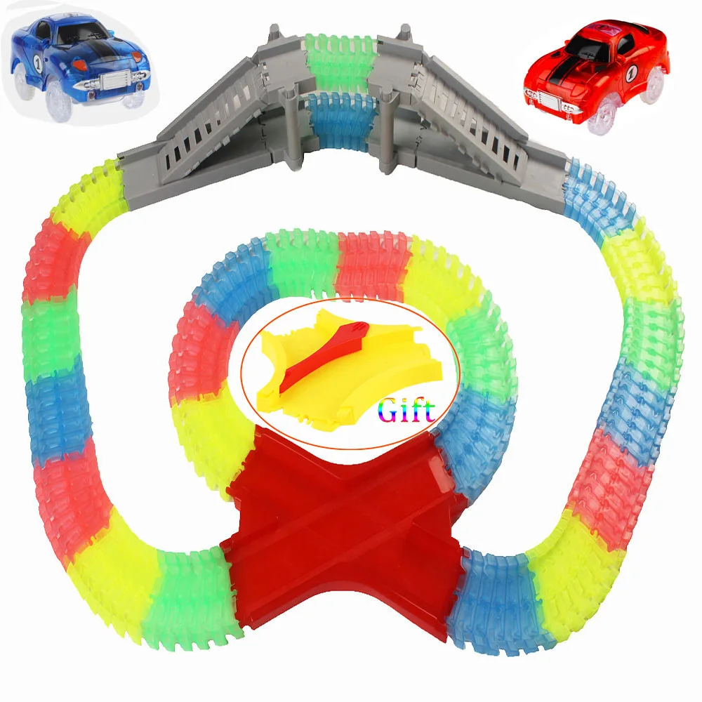 

DIY Diecast Slot Rail Magic Glowing Track Flexible Curved Roller Coaster Toys For Child's Gift Glowing Racing Car Puzzle Toys