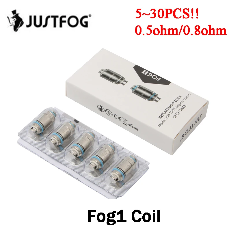 

5~30pcs/lot Original Justfog Fog1 Coil 0.5ohm 0.8ohm Core Head E Cigarette Justfog Replacement Coil for Justfog Fog 1 Kit Vape