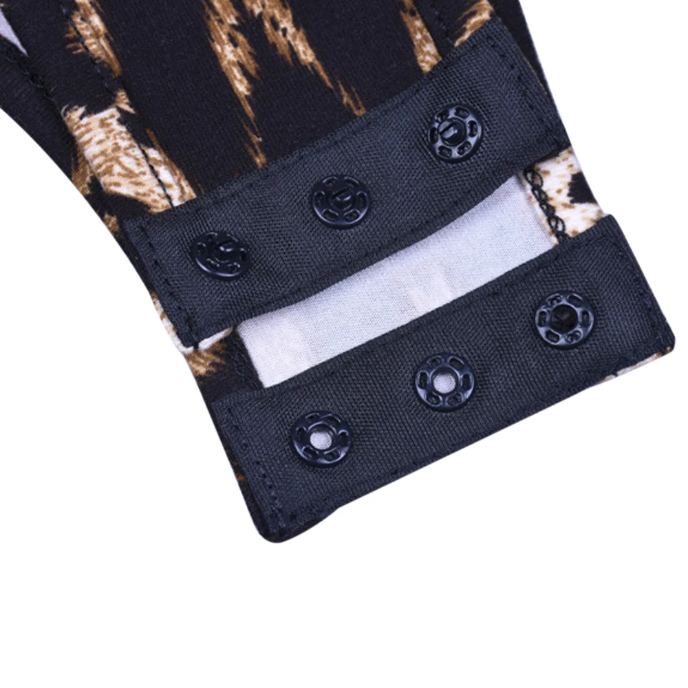 Леопардовый комплект для женщин сексуальный облегающий боди костюм Водолазка с длинным рукавом комбинезон с принтом цельный комбинезон
