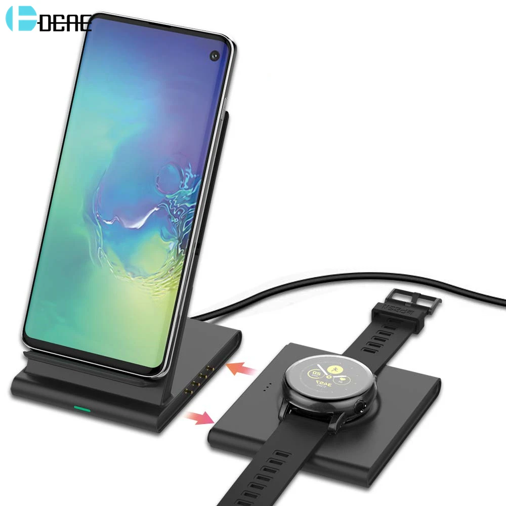 

DCAE 2 in 1 Magnetic Wireless Charger For Samsung S10 S9 Galaxy Watch Buds Gear S3 10W Qi Fast Charge Stand for iPhone XS XR X 8
