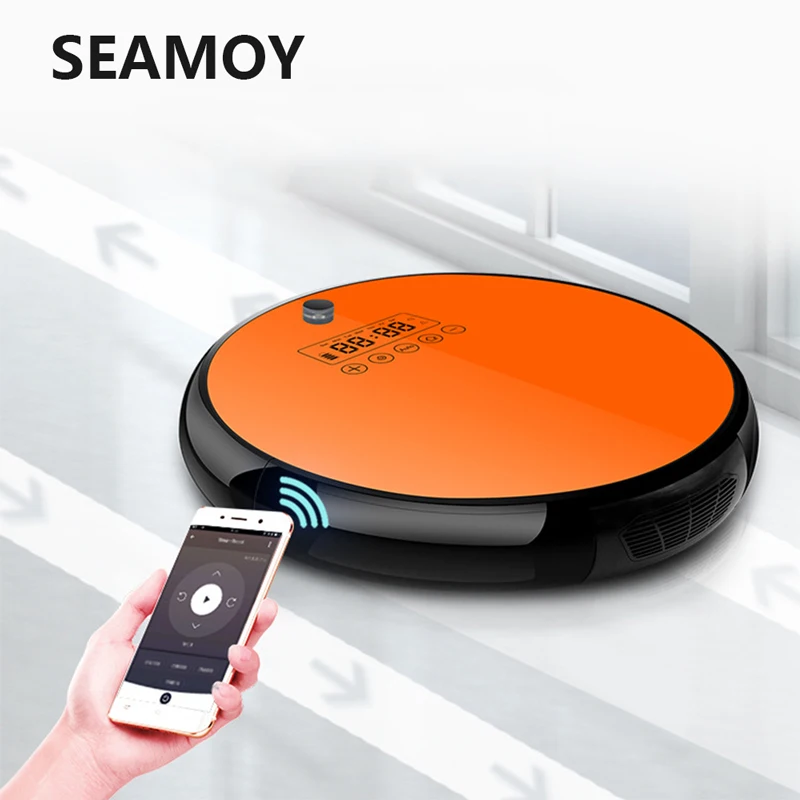 Робот пылесос Seamoy Hoousehold с Wi Fi управлением через приложение и автоматической
