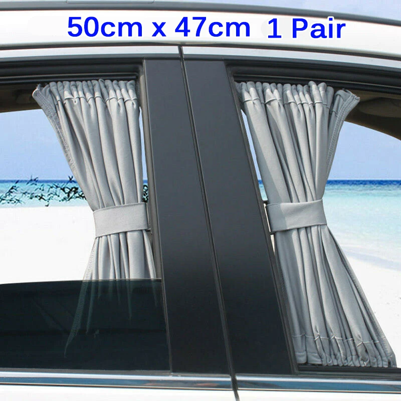 

2X 70*39cm Gray Adjustable Auto Car Window Mesh Style Curtain UV Sunshade Visor