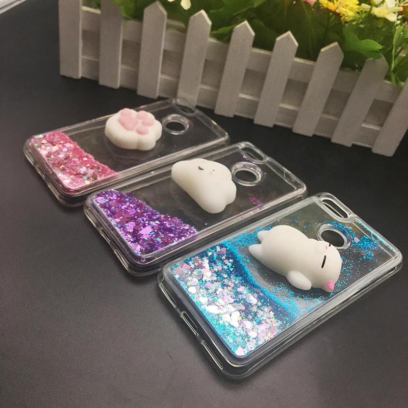 3d Squishy Cat Case For Huawei P8 P9 Lite 2017 Phone Case Liquid Glitter Paillette Sand Quicksand soft Honor 8 LITE Back Cover (3)