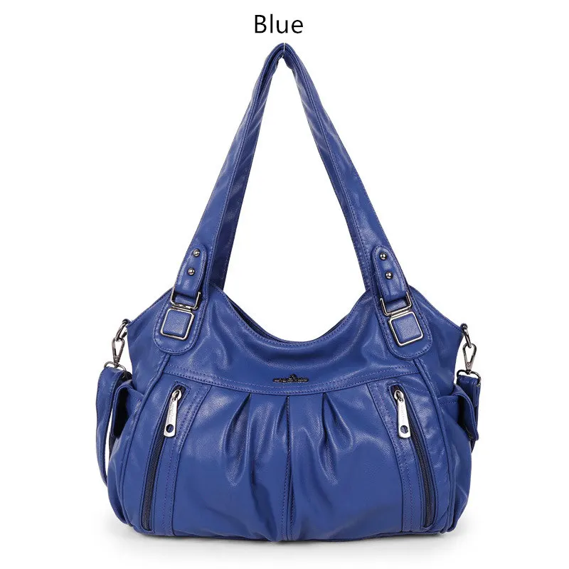 CGMANA сумки женские сумки дизайнерские известный бренд моющиеся мягкие кожаные сумки роскошные сумки высокого качества женские сумки через плечо - Цвет: Синий