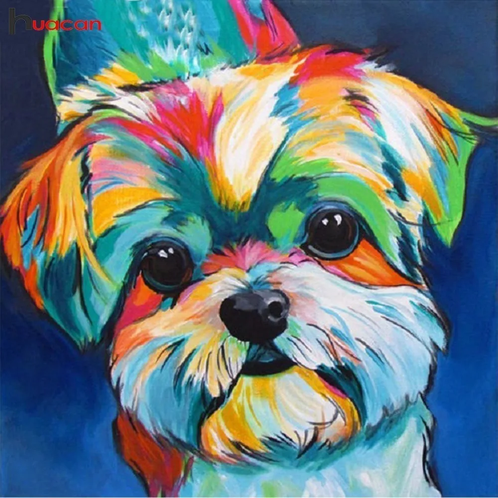 

HUACAN 5D Diamond Painting Dog Picture Of Rhinestone Beadwork Diamond Embroidery Animal Sale Full Round Drill Kit Home Decor