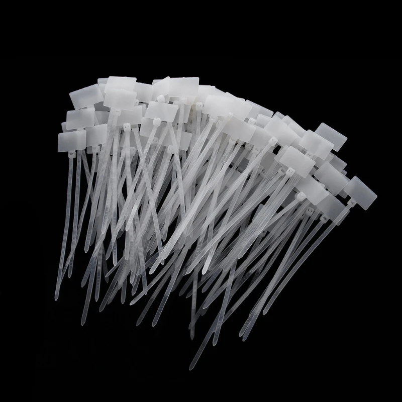 

100pcs White Plastic Nylon Mark Tags Label Sticker Cable Zip Ties 2.5mm x 100mm