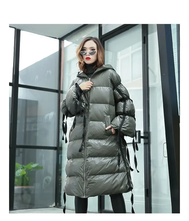 [XITAO], зимняя корейская мода, новинка, Женская куртка с капюшоном, воротником, длинным рукавом, а-силуэт, повседневная, свободная, толстая, однотонная, парка ZLL2443