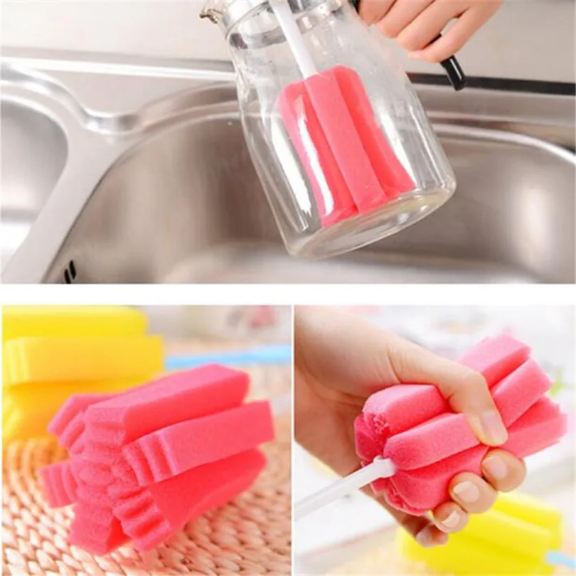 Hot Sale Household Cleaning Brush 1 PC Kitchen Cleaning Tool Sponge Brush For Wineglass Bottle Coffe Tea Glass Cup (1)