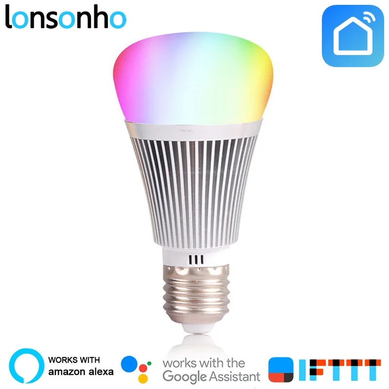 

LonSonHo smart led light wifi lamp bulb E27 Dimmable RGB Colorful remote control smart home automation modules google home alexa