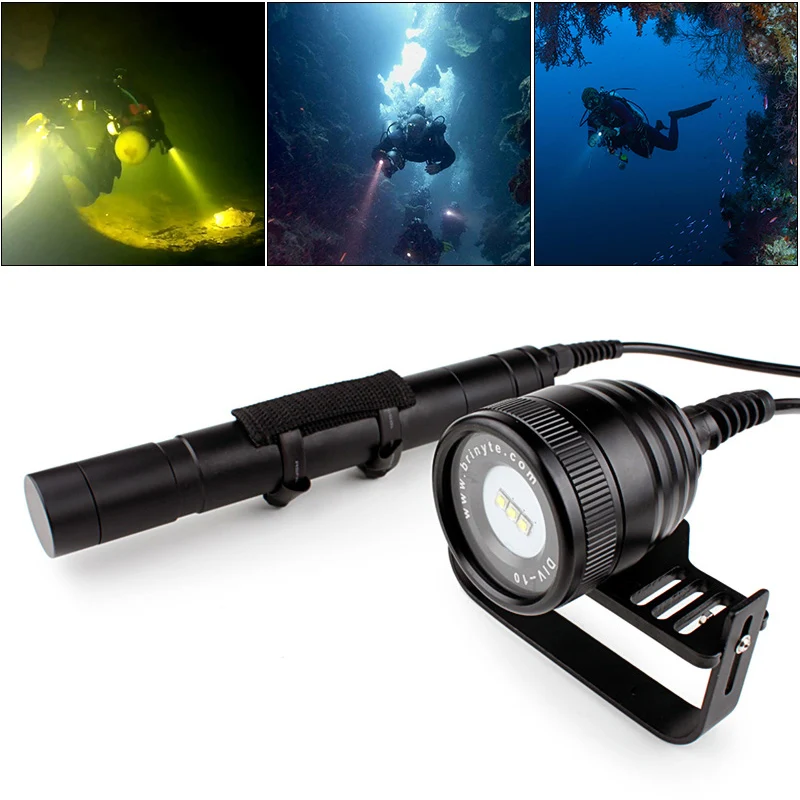 3000LM Primary Canister Dive Light 3x XM L2 IP68 LED Underwater 200m