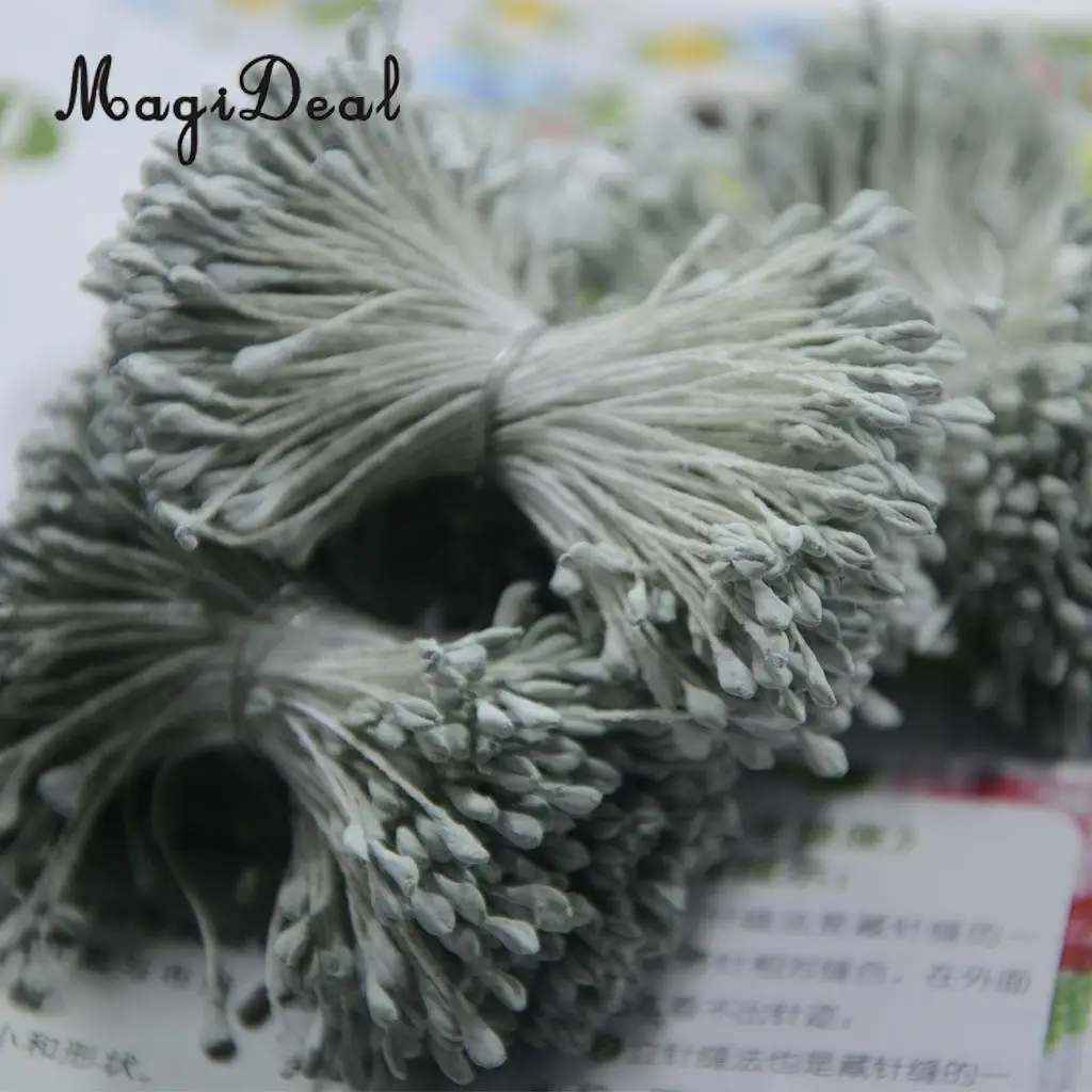 MagiDeal 360 Pieces 6cm Artificial Pearl Double Heads Flower Stamen Pistil beige Wedding Bouquet Hair Accessories