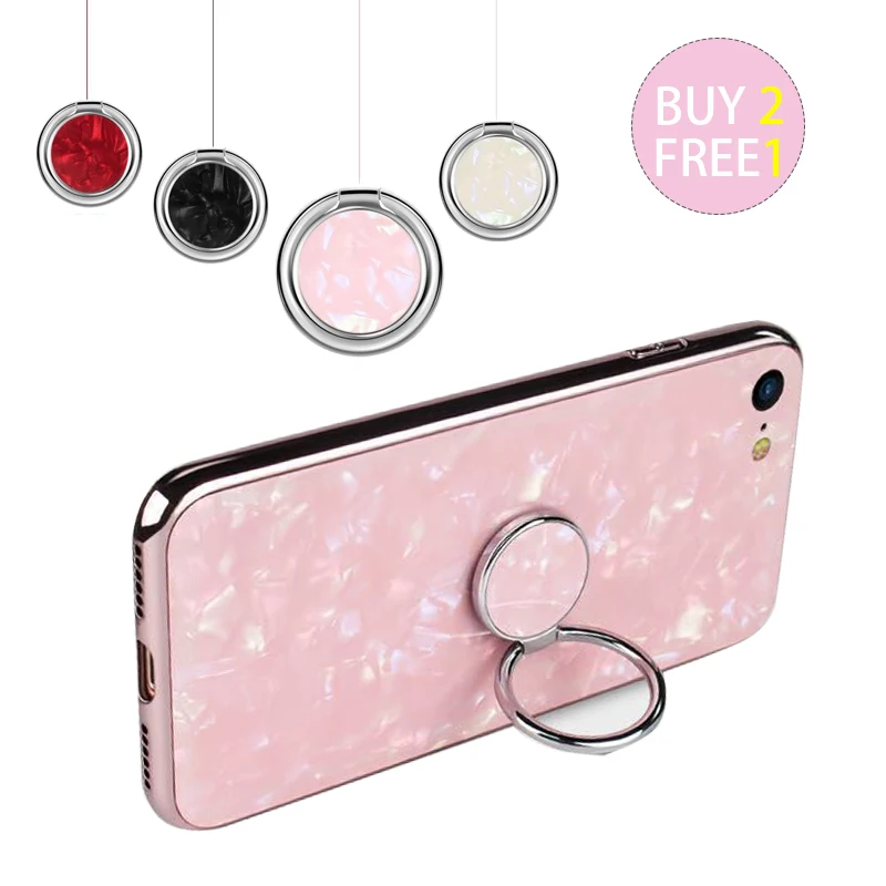 Buy2 Free1 Stand For Mobile Phone Round Finger Marble Ring Holder