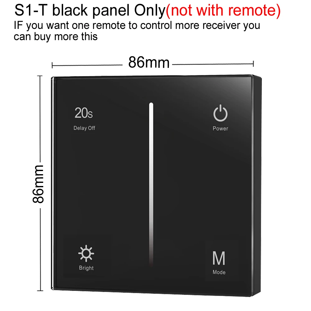 AC симистор светодиодный диммер 220V 230V 110V Беспроводной РЧ с регулируемой яркостью ручка переключателя с 2,4G пульт дистанционного управления для одного Цвет светодиодный лампы - Цвет: S1-T Black