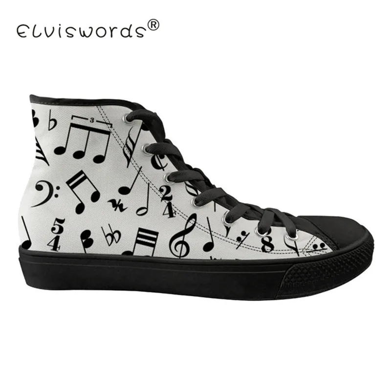 

ELVISWORDS Music Piano Pattern Men's Vulcanize Shoes Tenis Feminino For school Teenager Fashion Casual Sneakers Male Shoe Mujer