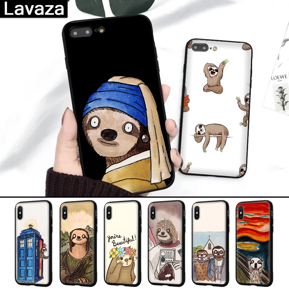 

Lavaza Sloth and famous painting Silicone Case for iPhone 5 5S 6 6S 7 8 Plus X XR XS Max