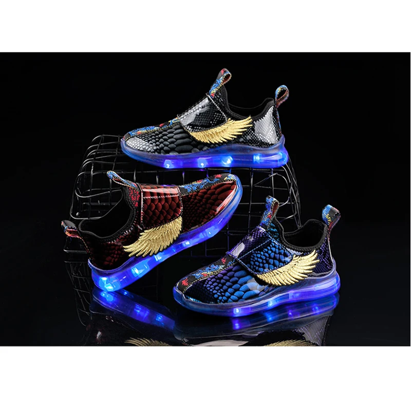 Size 26-37 New Summer Led Fiber Optic Shoes for girls boys USB Recharge glowing Sneakers Man light up shoes High Quality