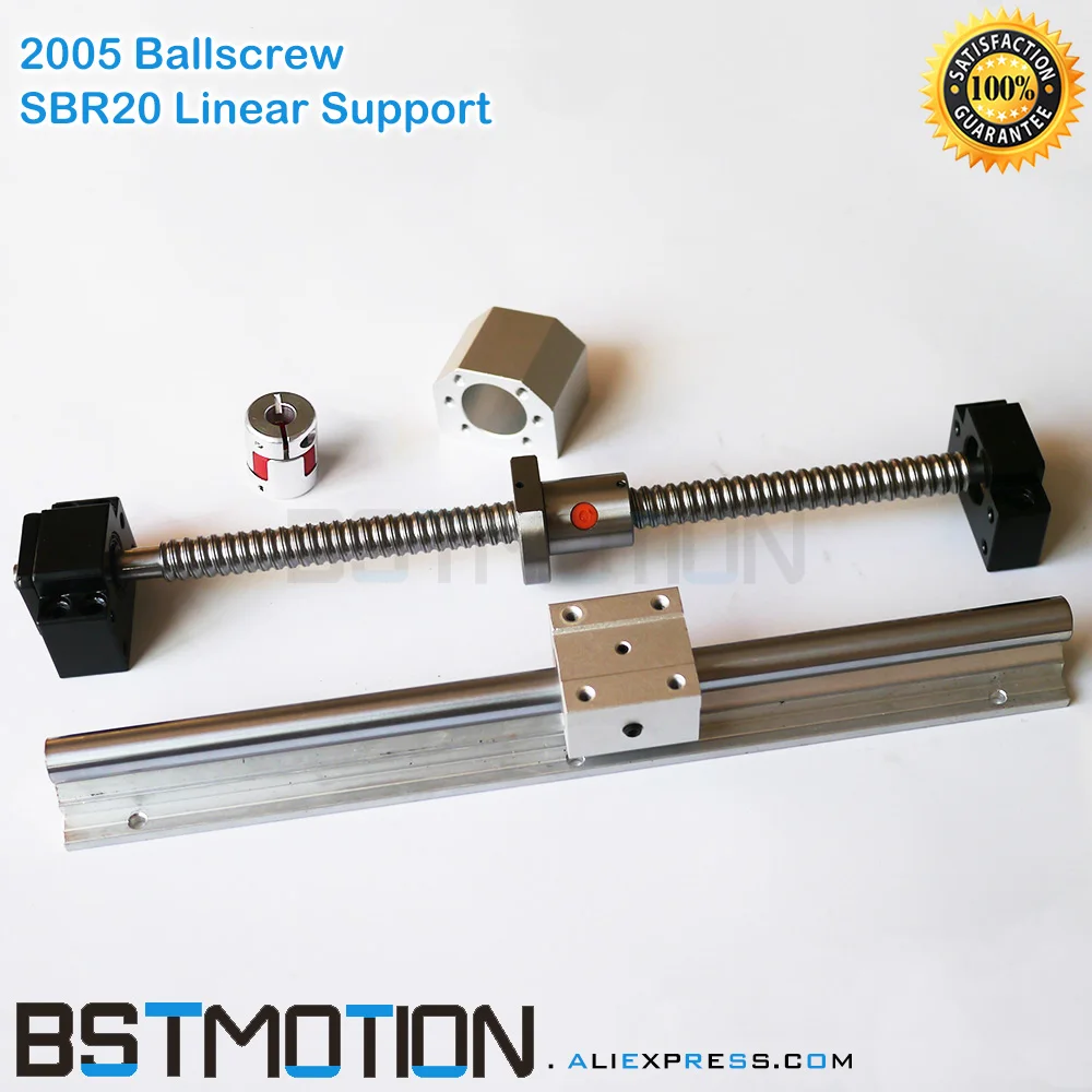 2 комплекта SBR20 линейный вал направляющая поддержка SBR20UU блок+ SFU2005 шариковый винт+ BK15 BF15 Поддержка+ 2005 гайка Корпус+ челюсть муфты