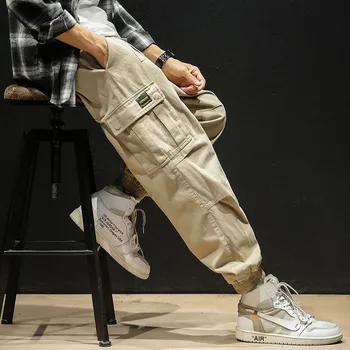 

Sweatpants Hombre Casual Solid Cargo Pants Autumn Brand Plus Size M-5XL Men Harem Hip Pop Side Pocket Streetwear Pants Trousers