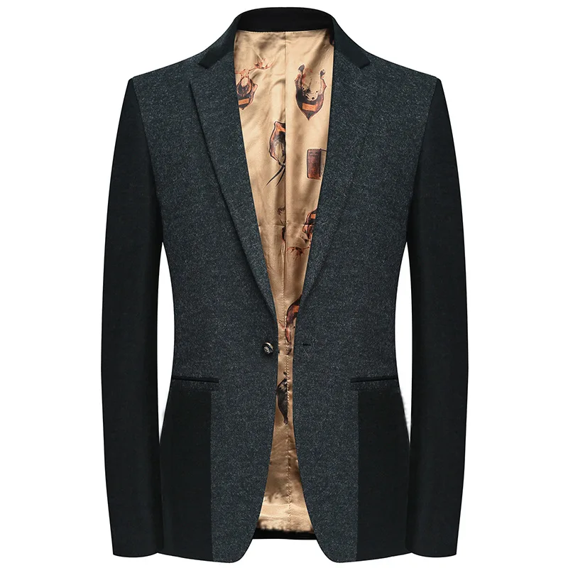 

FAVOCENT 2019 Spring Autumn Men Slim Single Button Blazer Suit Jacket Male Business Coat Homme Fashion Wool Casual Blazers Coat