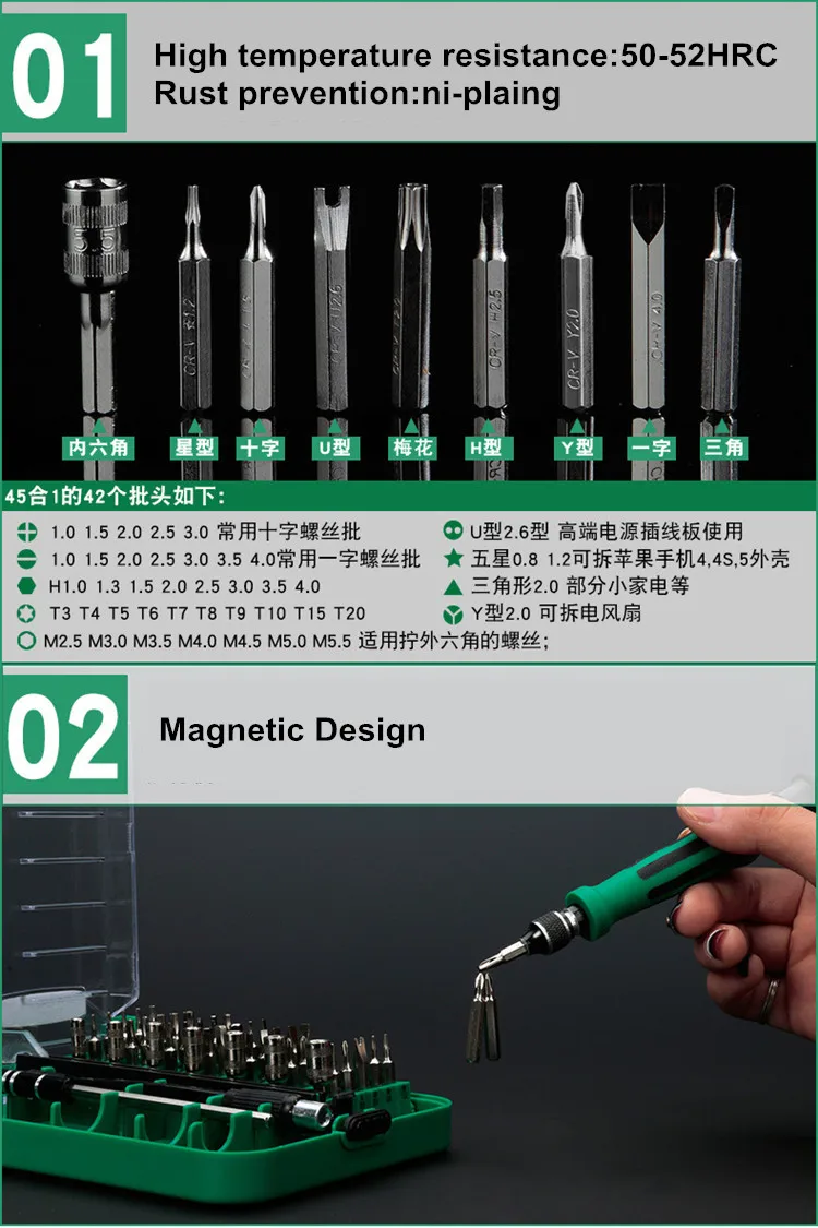 45 в 1 точность Многоцелевой Магнитный отверток электрические бытовые инструменты для ремонта Наборы набор для телефона ремонт ПК