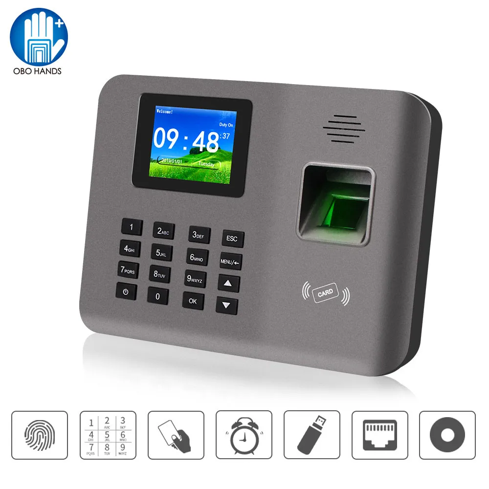 Fingerprint And RFID Card Attendance Time Clock With PC Software+TCP/IP+USB 