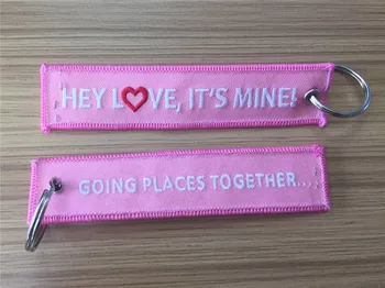 

Hey Love its mine! Going To Places Together Avaition Loving Embroidery Keychain Key Chain