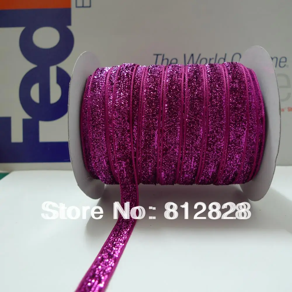 

3/8'' 10mm #23 Hot Pink Metallic Velvet Ribbon Great For Headbands