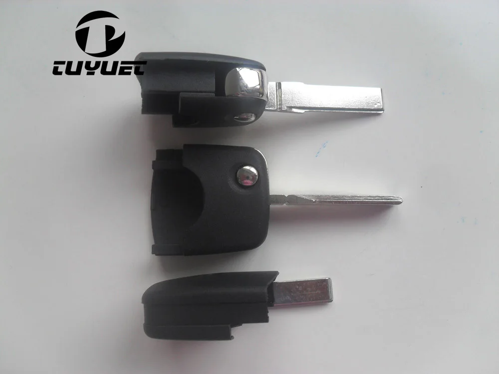 5PCS/ 10PCS Round Shape Folding Flip Remote Key Head Shell For Audi A4 A6 With Sticker Blanks Case Uncut Blade