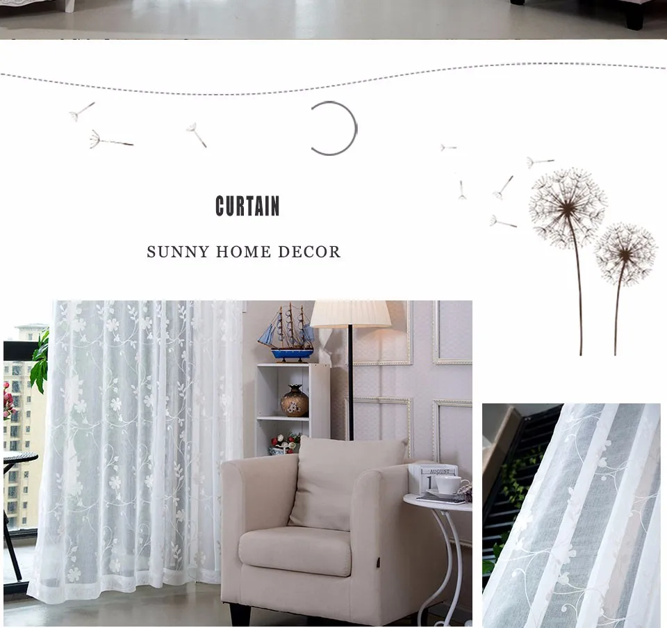 Korean White Embroidered Voile Curtains For Bedroom Window Curtain Living Room Sheer Curtains White Blinds Custom Made1