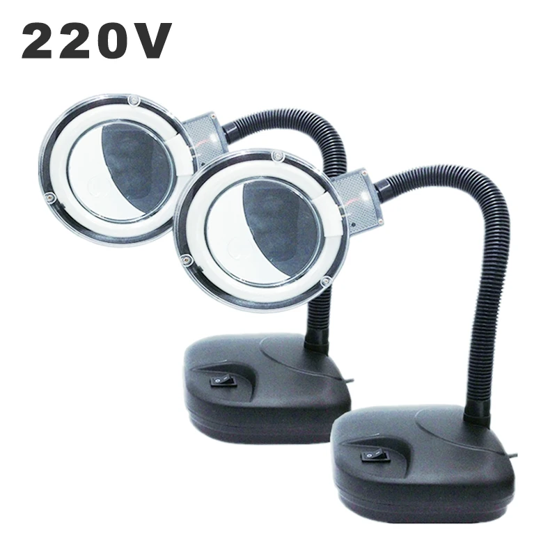 

220V Fluorescent Desk Lamp 10X Magnifier light Illumination Dazor Light Ring Electronic Maintenance Lamp Reading Lights Europlug
