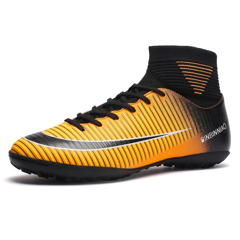 BOOMING Adult Soccer Shoes Men Boy Football Boots High Ankle Kids Professional Training Sport Sneakers Size 35-44  (20)