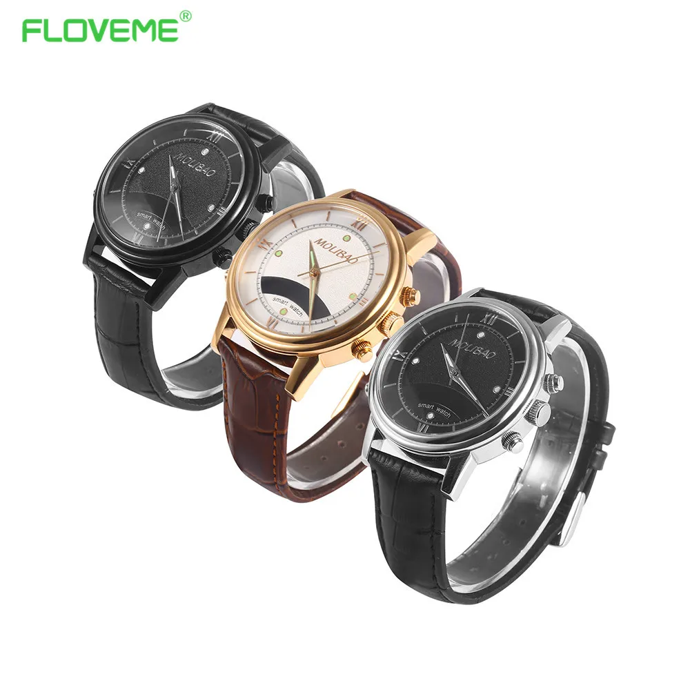 

Smart Watch Leather Band Luminous Bluetooth Smartwatch Wristwatch For Android iOS Phone Waterproof Pedometer Sleep Monitor Watch