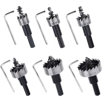 

THGS 6 Pcs 16-35MM HSS High Speed Steel Hole Saw Tooth Cutter Drill Bit Set Stainless Metal Alloy Tool Kits for Aluminum Steel