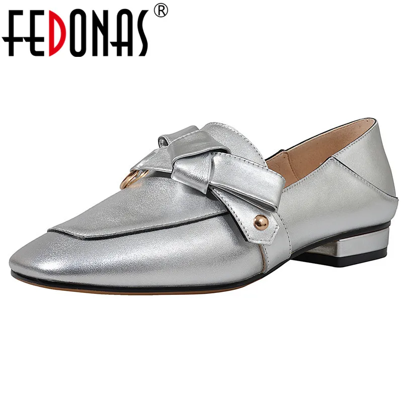 

FEDONAS 2019 New Arrival Women Pumps Genuine Leather Concise Fashion Spring High Quality Shoes Woman Butterfly-Knot Shoes