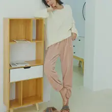 Женская зимняя мягкая плюшевая теплая Повседневная Свободная Домашняя одежда, однотонные длинные штаны, зимняя одежда для сна