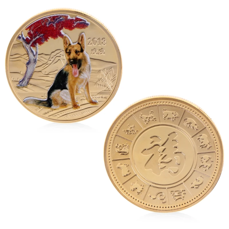 Dog New Year Police Dogs Commemorative Coin Gift Souvenir Decoration Golden Silver Puppy