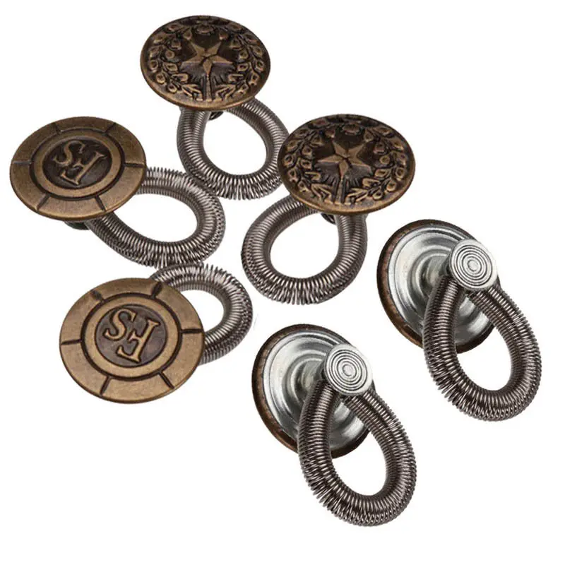 

6pc/set New Women Men Jeans Pants Buttons Fix Expanders Waist Stretch Extender Metal Button Sewing Tool 1.9cm
