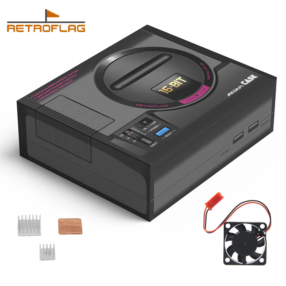 Retroflag MEGAPi чехол SEGA MEGA MD стиль Retropie игровая консоль для Raspberry Pi 3 Model B+(plus)/3B, чехол с вентилятором комплект радиаторов