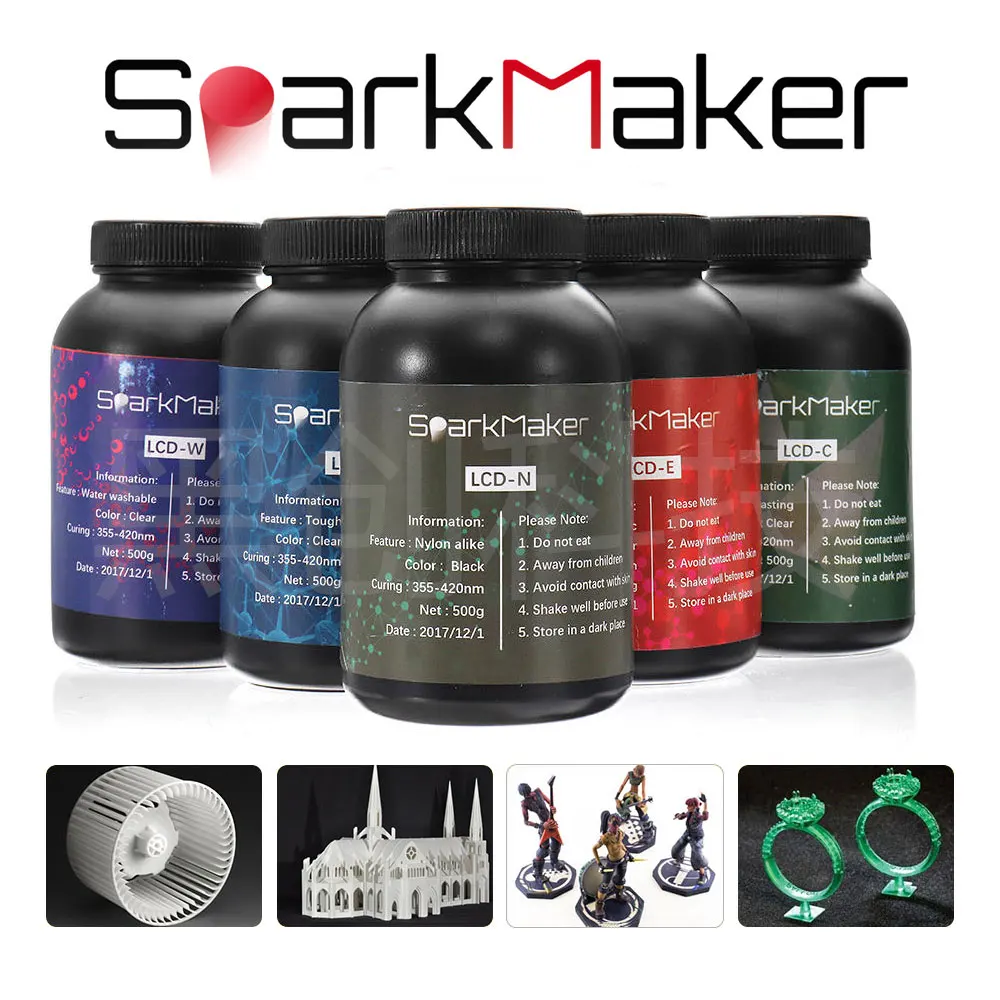 Sparkmaker 405nm الأشعة فوق البنفسجية فوتوبوليمير الراتنج ل SLA DLP LCD 3D طابعة 500 ملليلتر السائل الطباعة المواد زجاجة عشوائي