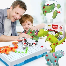 Детский инструмент, игрушки, электрическая дрель, шурупы, 3D головоломка, ролевые игры, сборка животных, блочная модель, развивающие игрушки для детей