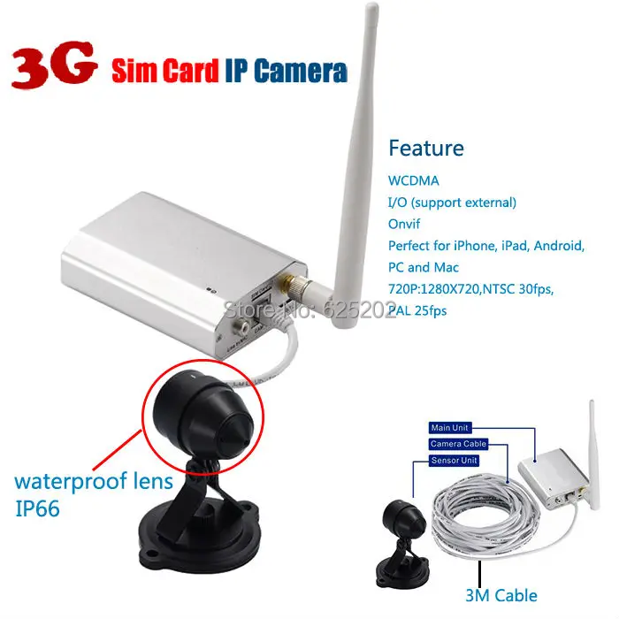  3G Sim Card Network Mini Waterproof 720P CCTV Camera Support 128GB SD Card With P2P&WPS