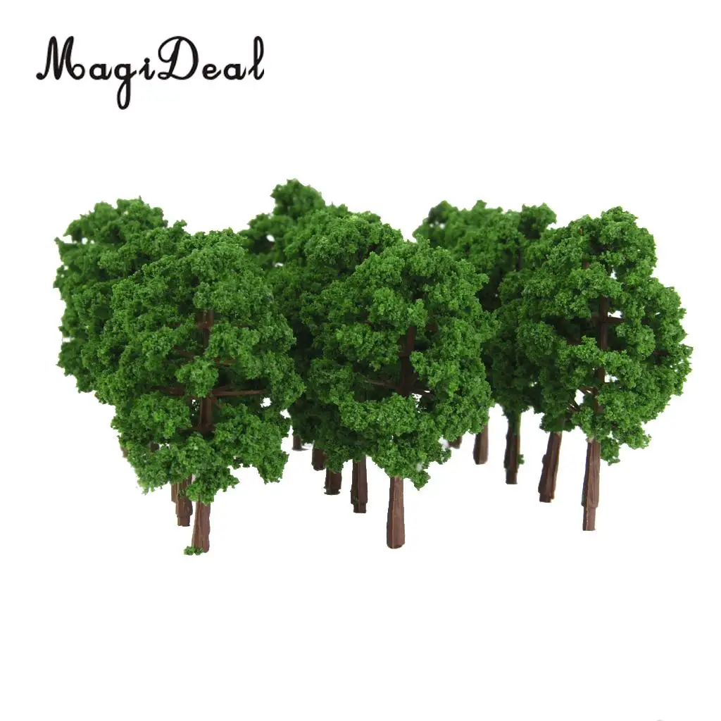 MagiDeal 20Pcs 1/150 Scale Plastic Model Trees Train Railroad Street Railway Scenery for Garden House Park Scene Layout Decor