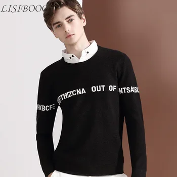 

Autumn Winter Mens Casual Fake Two Piece Sweater Mens Business Casual Long Sleeve Sweater Men Winter Sweater and Pullovers