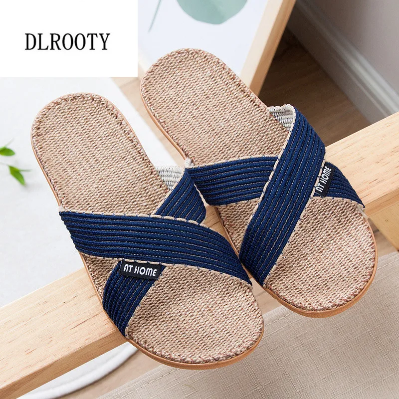 

Men Slippers Sandals Flip Flops 2018 New Summer Fashion Breathable Hemp Non-slip Shoes Man Home Slides Solid Casual Female