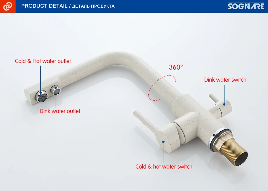 SOGNARE кухонные краны вращение на 360 градусов 3 режима кран с фильтром для воды цельный медный кухонный смеситель для раковины