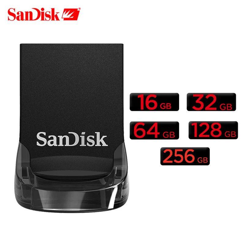 Двойной Флеш-накопитель SanDisk CZ430 FIT USB 3,1 флеш-накопитель 128 Гб 64 ГБ 32 ГБ оперативной памяти, 16 Гб встроенной памяти, 130 МБ/с. флеш-накопитель флеш-накопителей и флеш-накопитель флэш-диск U диск для ПК